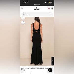 Lulus love in your eyes black knotted mermaid maxi dress